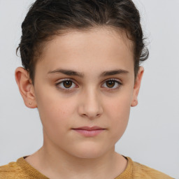 Neutral white young-adult female with short  brown hair and brown eyes