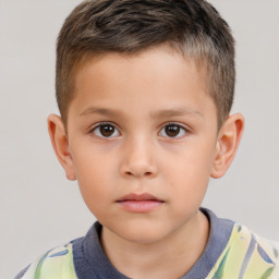 Neutral white child male with short  brown hair and brown eyes