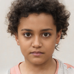 Neutral white child female with short  brown hair and brown eyes