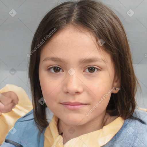 Neutral white child female with medium  brown hair and brown eyes