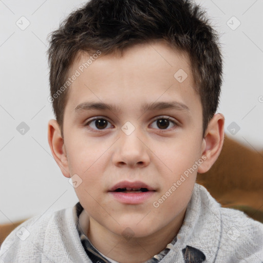 Neutral white child male with short  brown hair and brown eyes