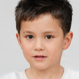 Neutral white child male with short  brown hair and brown eyes