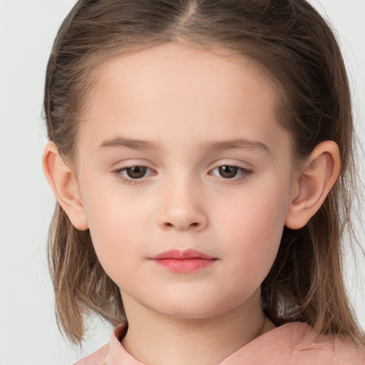 Neutral white child female with medium  brown hair and brown eyes