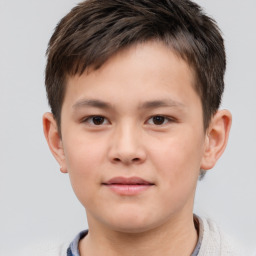 Neutral white child male with short  brown hair and brown eyes