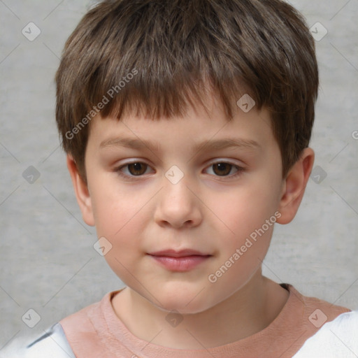 Neutral white child male with short  brown hair and brown eyes