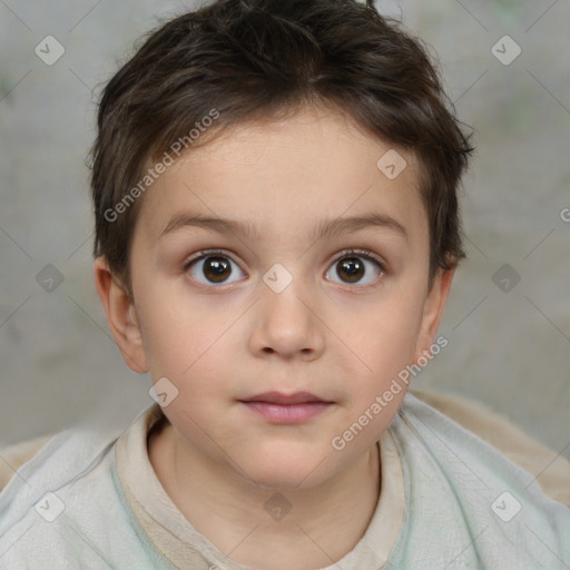 Neutral white child female with short  brown hair and brown eyes