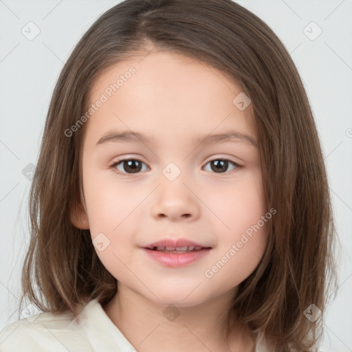 Neutral white child female with medium  brown hair and brown eyes