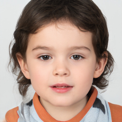 Neutral white child female with medium  brown hair and brown eyes