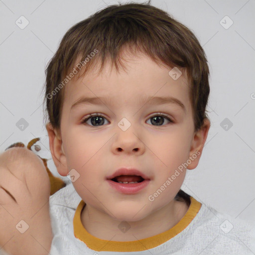 Neutral white child male with short  brown hair and brown eyes