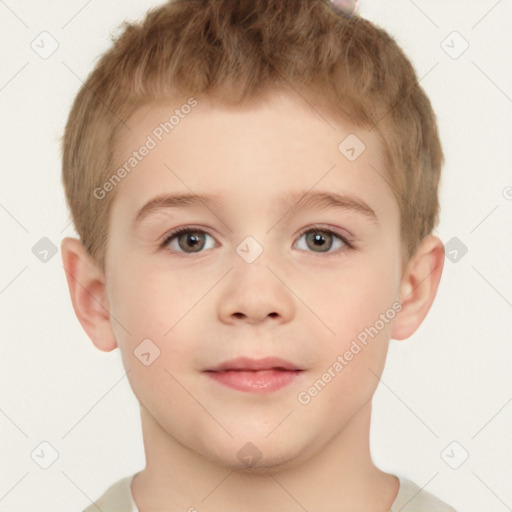 Neutral white child male with short  brown hair and brown eyes