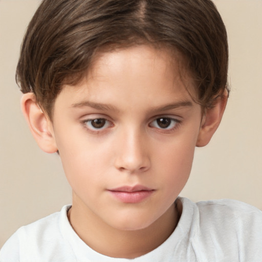 Neutral white child female with short  brown hair and brown eyes