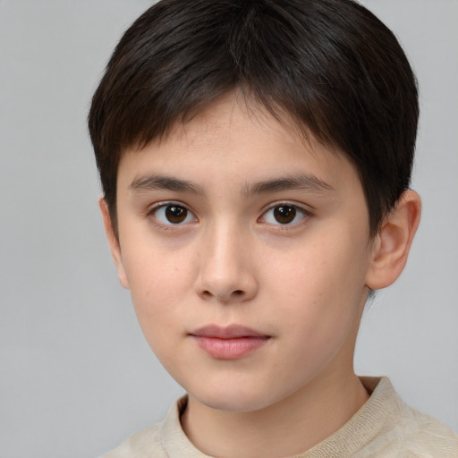 Neutral white child male with short  brown hair and brown eyes