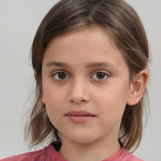 Neutral white child female with medium  brown hair and brown eyes