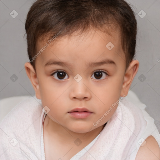 Neutral white child male with short  brown hair and brown eyes