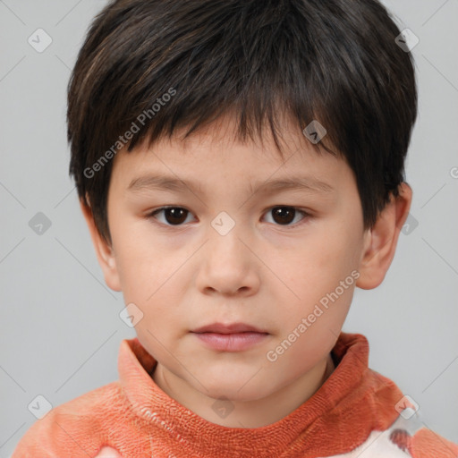 Neutral white child male with short  brown hair and brown eyes