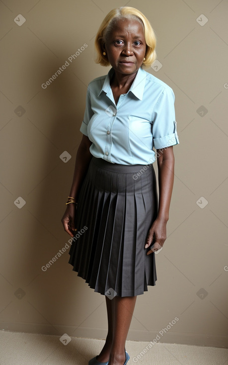 Ugandan elderly female with  blonde hair