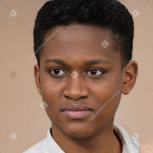 Joyful latino young-adult male with short  brown hair and brown eyes