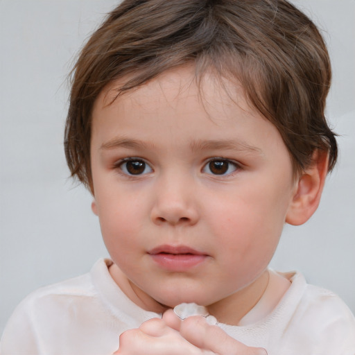 Neutral white child female with short  brown hair and brown eyes