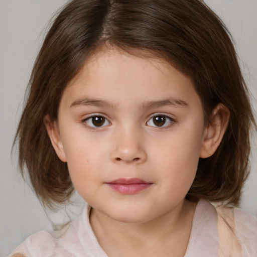 Neutral white child female with medium  brown hair and brown eyes