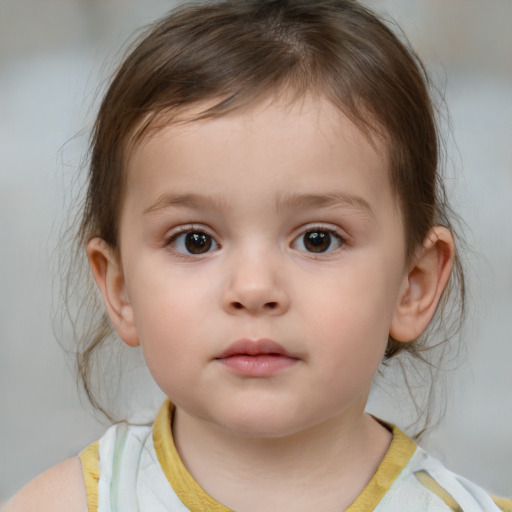 Neutral white child female with medium  brown hair and brown eyes