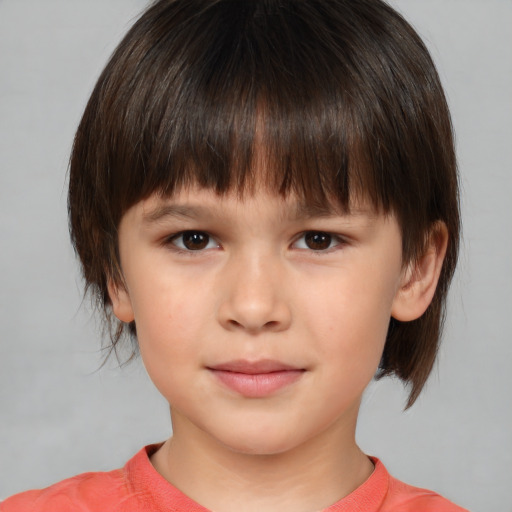 Neutral white child male with short  brown hair and brown eyes