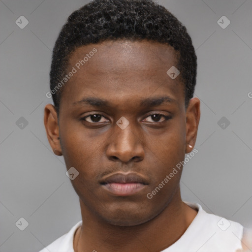 Neutral black young-adult male with short  brown hair and brown eyes