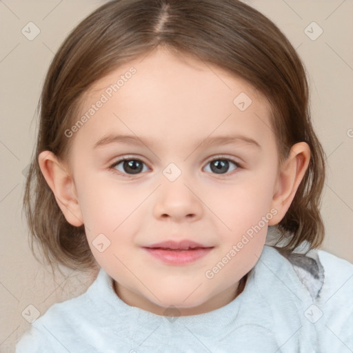 Neutral white child female with medium  brown hair and brown eyes