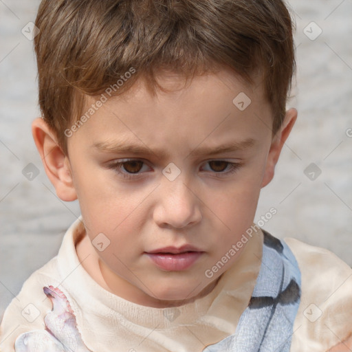 Neutral white child male with short  brown hair and brown eyes