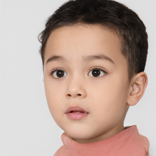 Neutral white child male with short  brown hair and brown eyes