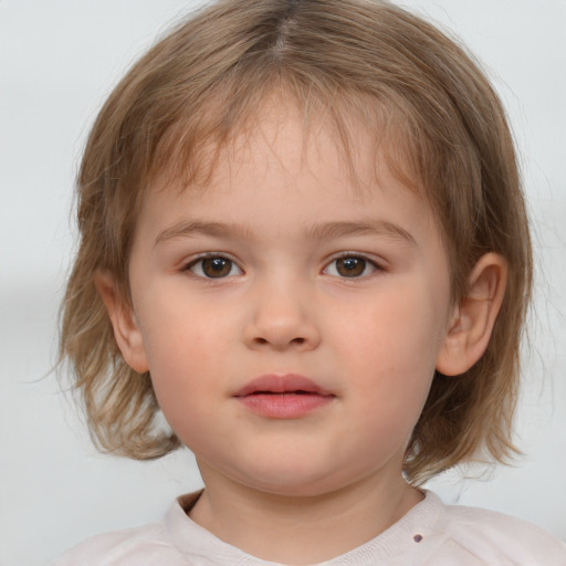 Neutral white child female with medium  brown hair and brown eyes