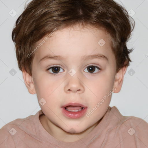 Neutral white child male with short  brown hair and brown eyes