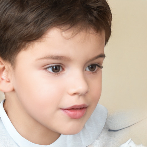 Neutral white child male with short  brown hair and brown eyes