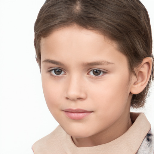 Neutral white child female with medium  brown hair and brown eyes