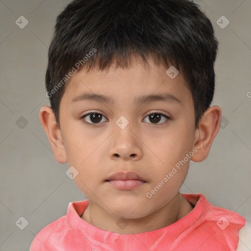 Neutral white child male with short  brown hair and brown eyes