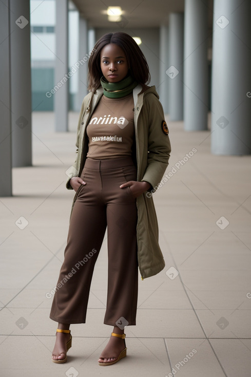 Nigerian young adult female with  brown hair