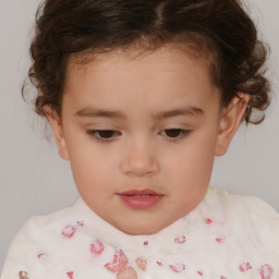 Neutral white child female with short  brown hair and brown eyes