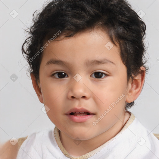 Neutral white child male with short  brown hair and brown eyes