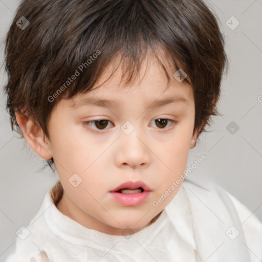 Neutral white child female with short  brown hair and brown eyes