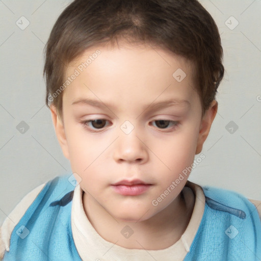 Neutral white child female with short  brown hair and brown eyes