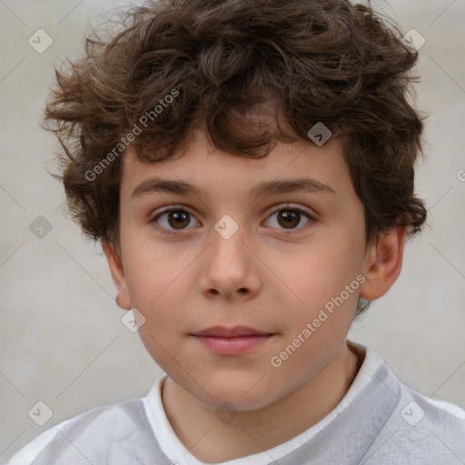 Neutral white child male with short  brown hair and brown eyes