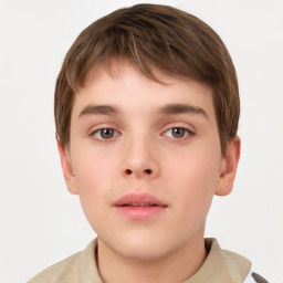 Neutral white child male with short  brown hair and brown eyes