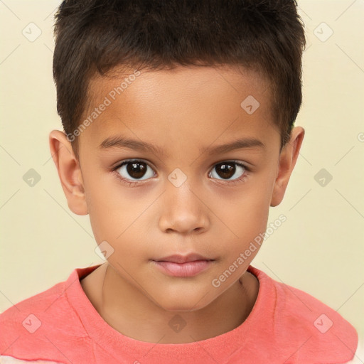 Neutral white child male with short  brown hair and brown eyes