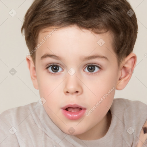 Neutral white child male with short  brown hair and brown eyes