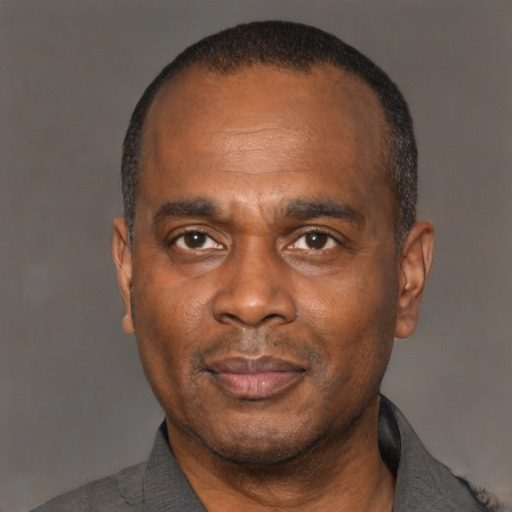 Neutral latino adult male with short  black hair and brown eyes