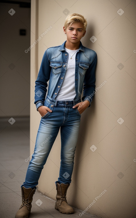 Ecuadorian teenager boy with  blonde hair