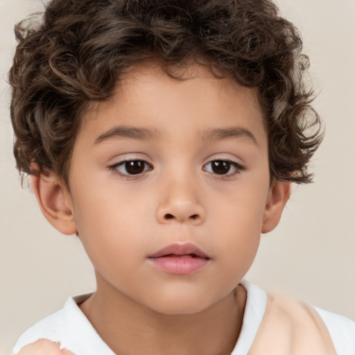 Neutral white child male with short  brown hair and brown eyes