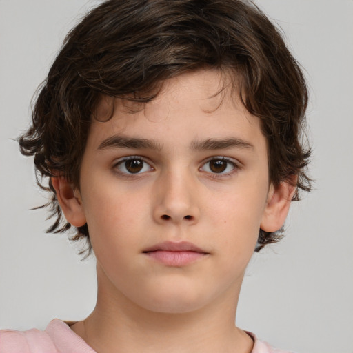 Neutral white child male with medium  brown hair and brown eyes