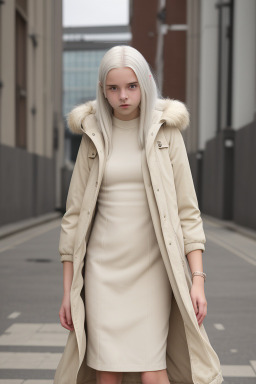 British teenager girl with  white hair