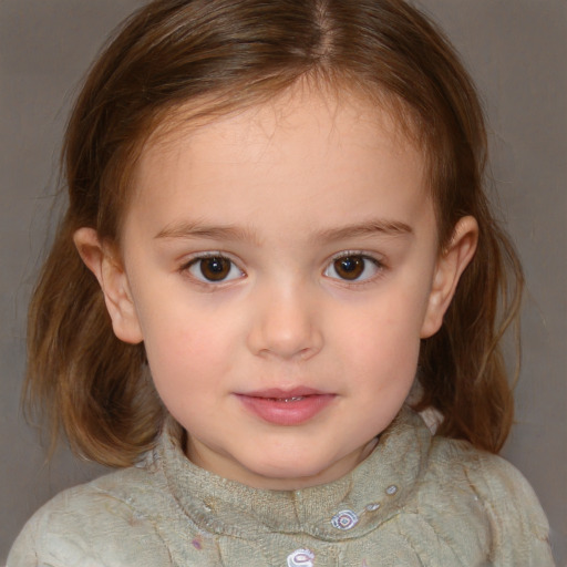 Neutral white child female with medium  brown hair and brown eyes