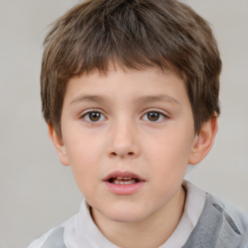 Neutral white child male with short  brown hair and brown eyes